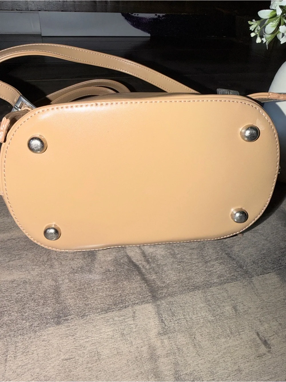 Designer Inspired Beige Backpack with Front Pocket